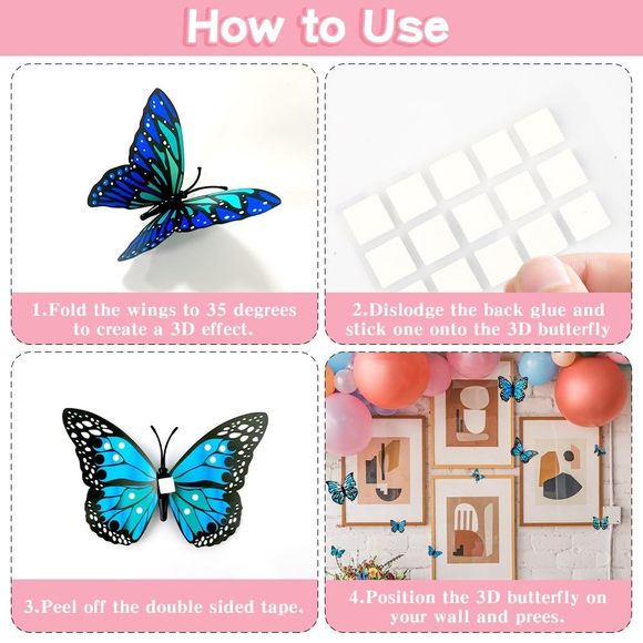 12 Pcs Monarch Butterfly Decorations, 3 Sizes Halloween Butterfly Wall🐥 - Picture 4 of 7